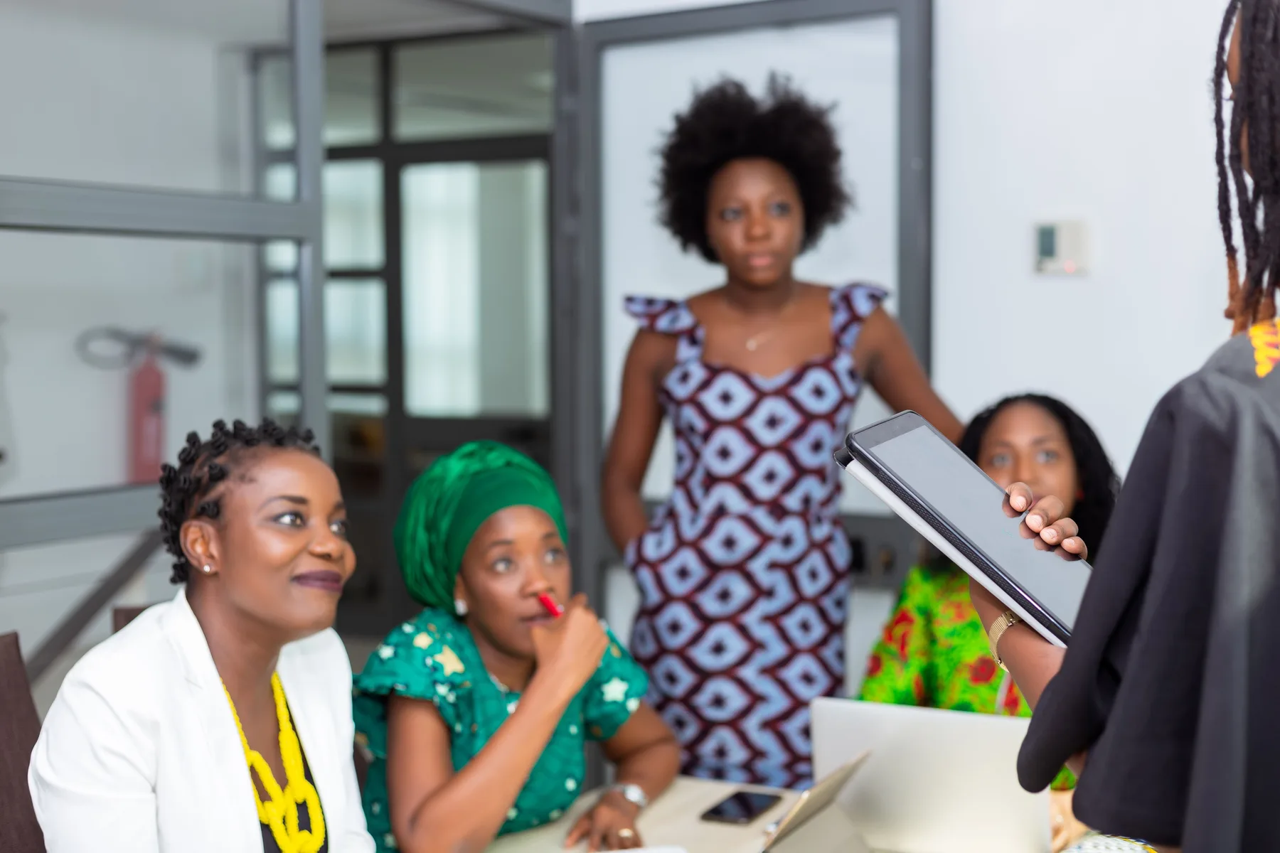 Professionals collaborating in a workplace